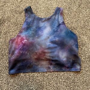 Athleta Conscious Crop in Purple Tie Dye Galaxy Size Medium Padded Yoga Tank